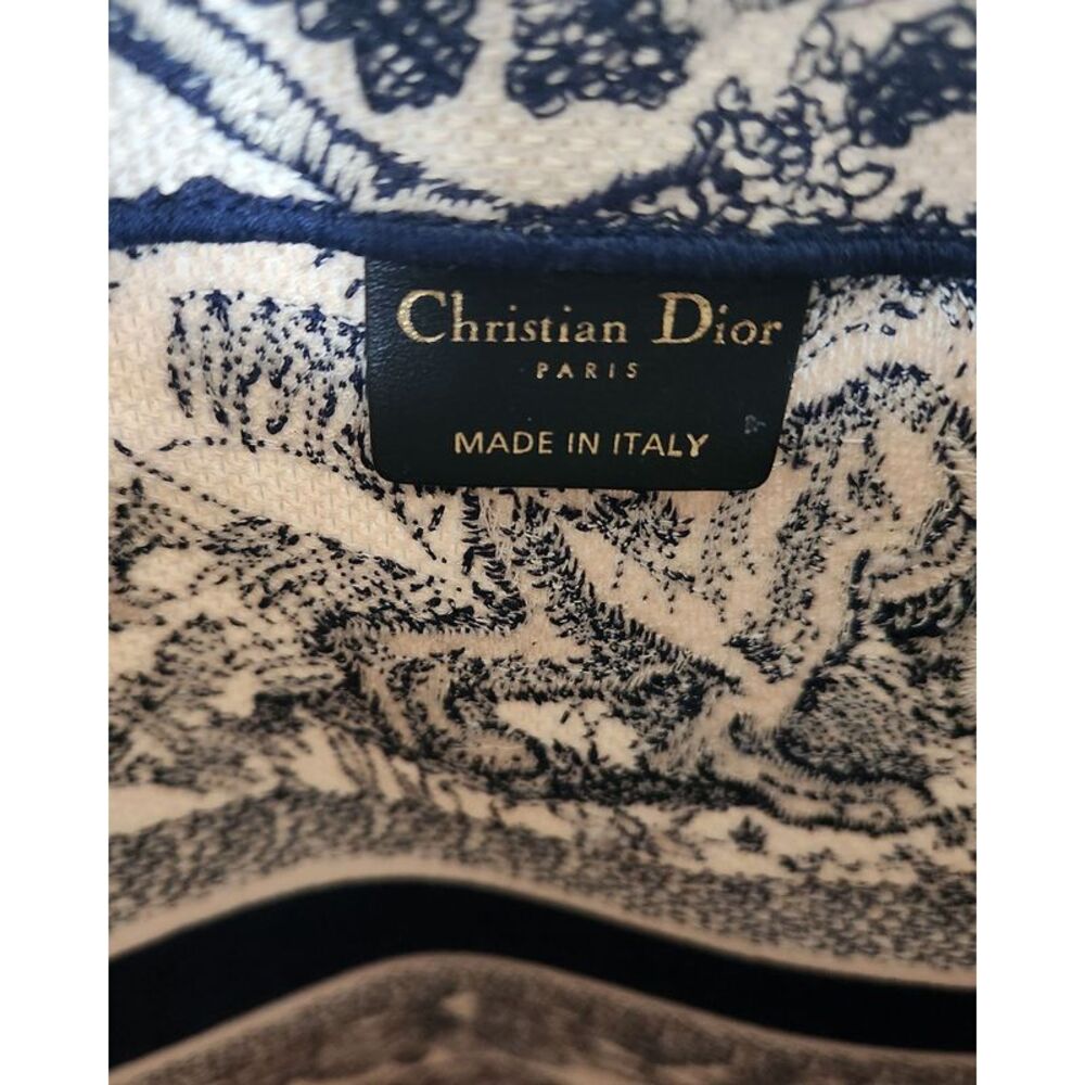 Dior Book Small Tote Bag in Navy Blue Canvas - Picture 2 of 10